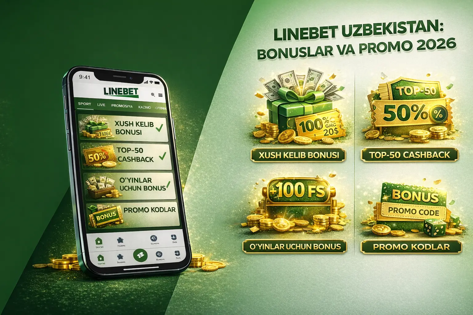 Bonuslar va promo 2026 kazino linebet uz